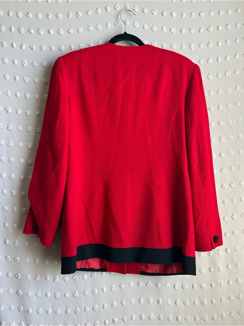 Christian Dior Women’s Vintage 100% Wool Button Up Blazer Sz 12 Red Black